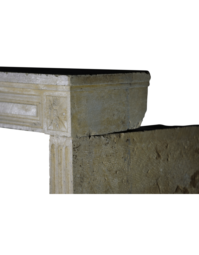 Rustic Classic Louis XVI Limestone Fireplace Surround