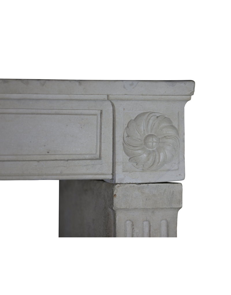 Classic French Fireplace In White Limestone