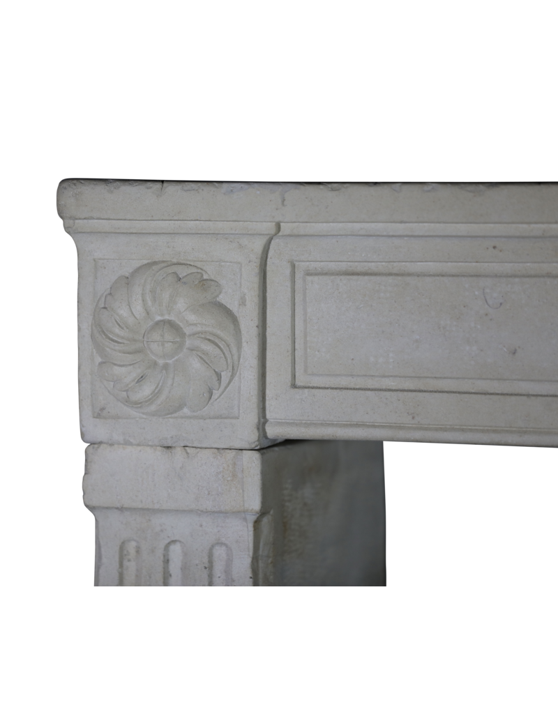 Classic French Fireplace In White Limestone