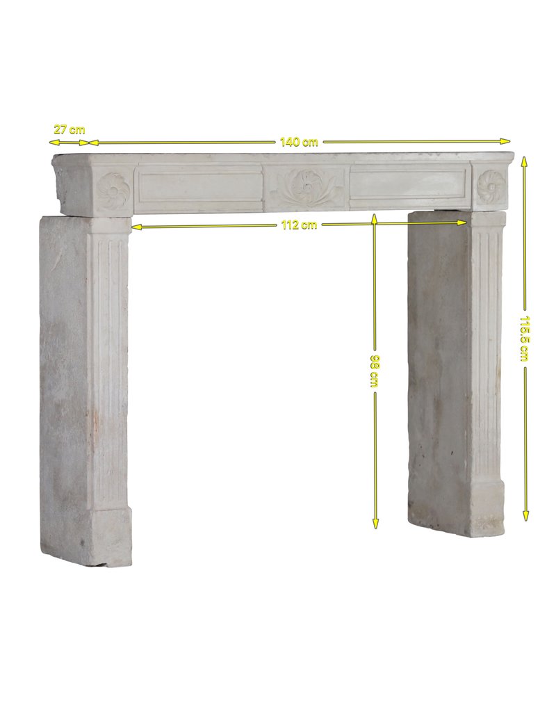 Classic French Fireplace In White Limestone