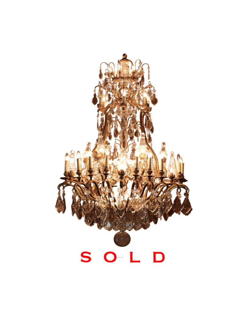 Maison Leon Van den Bogaert Grand Lustre En Cristal Bicolore