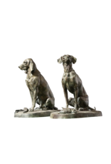 Maison Leon Van den Bogaert Elégante Paire De Chiens De Chasse En Bronze