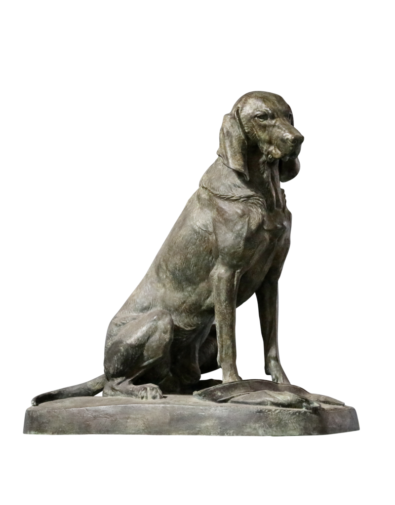 Elégante Paire De Chiens De Chasse En Bronze