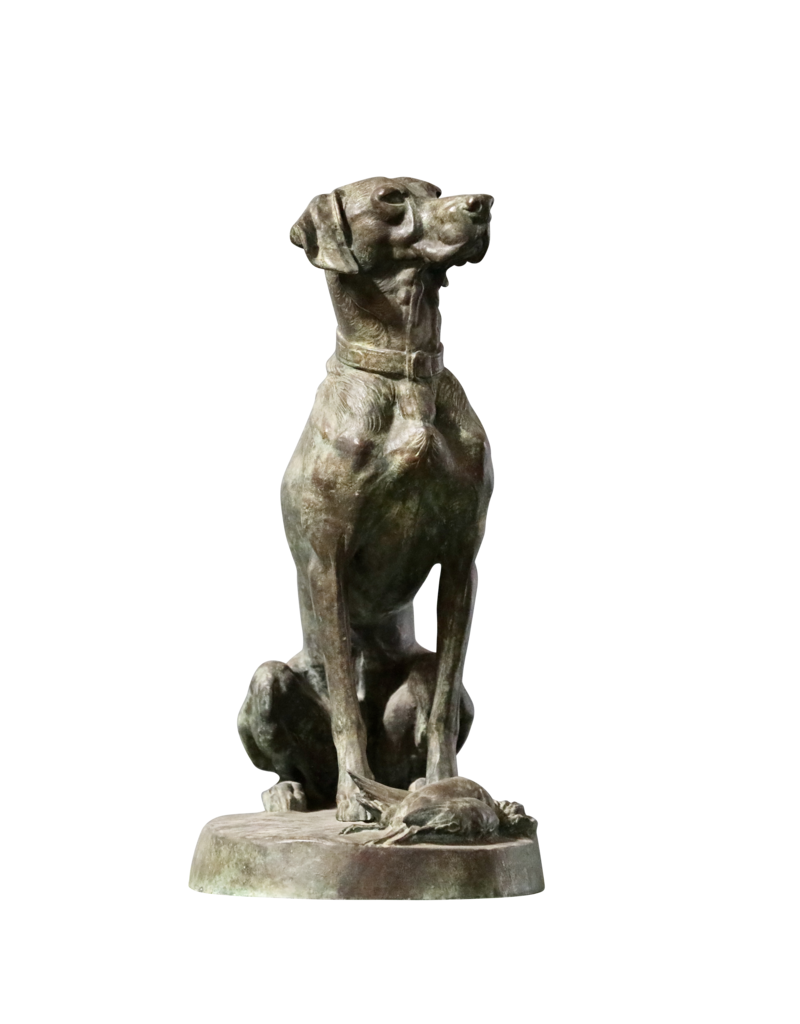 Maison Leon Van den Bogaert Elégante Paire De Chiens De Chasse En Bronze