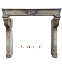 Grand French Vintage Stone Fireplace Surround