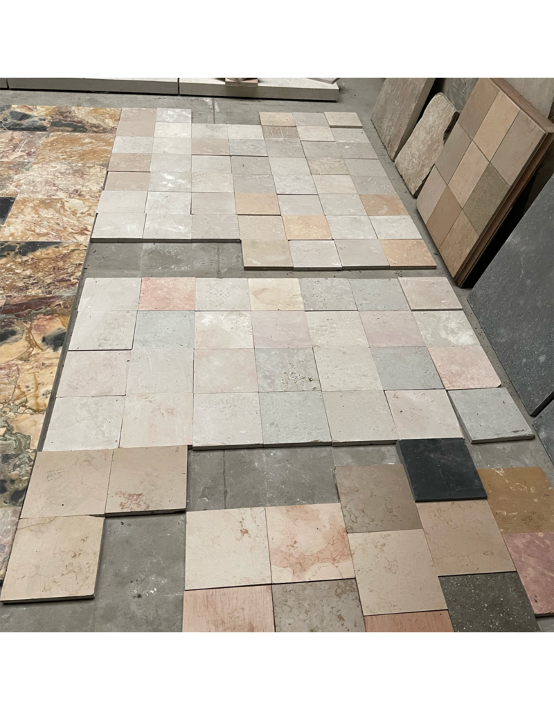 Original French Bicolor Hard Limestone Floor