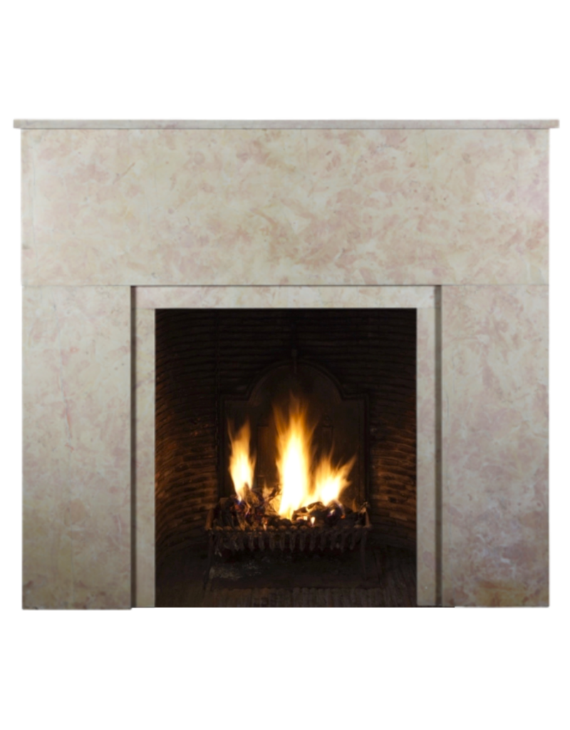 Maison Leon Van den Bogaert Französischer Art-déco-Kamin aus Rose-Liseron-Marmor