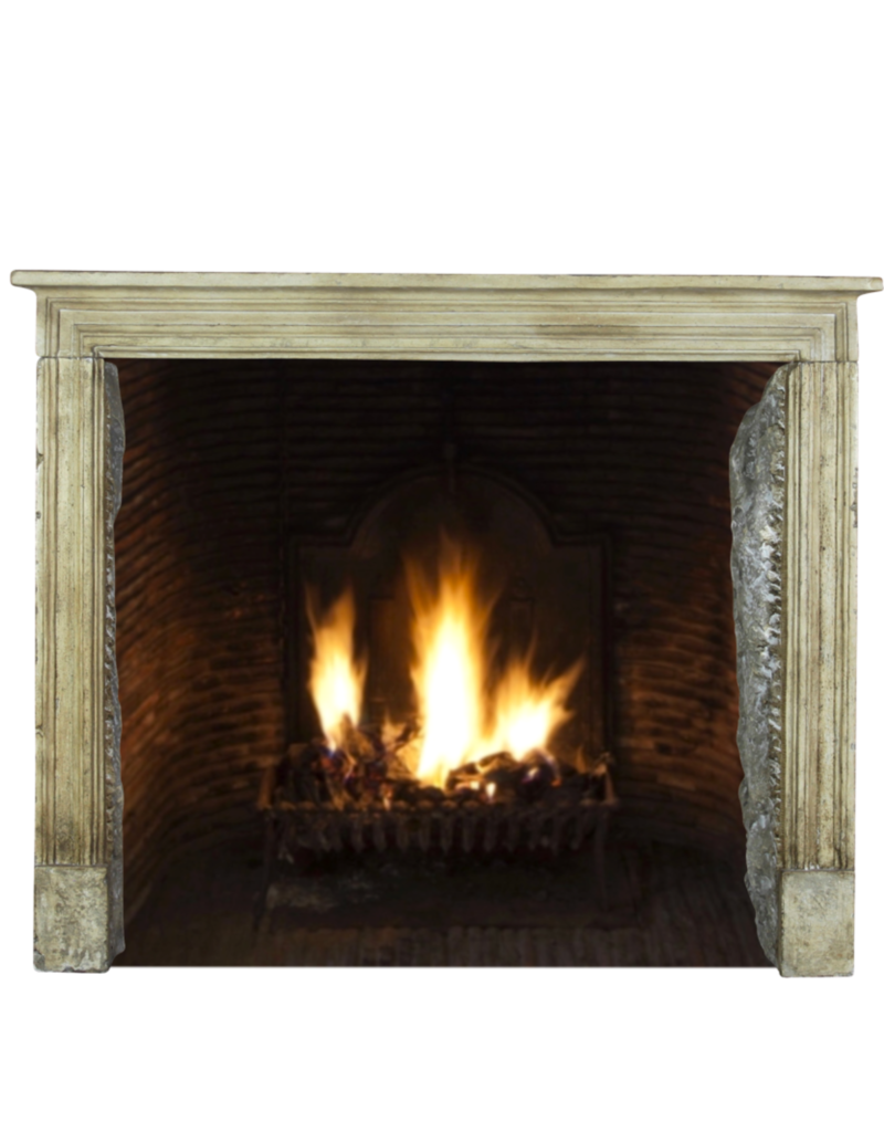 Small French Country Style Limestone Fireplace Surround