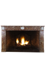 Wide Brown Belgian Marble Vintage Fireplace Surround