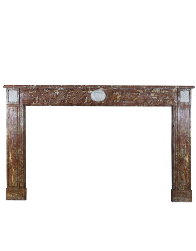 Wide Brown Belgian Marble Vintage Fireplace Surround