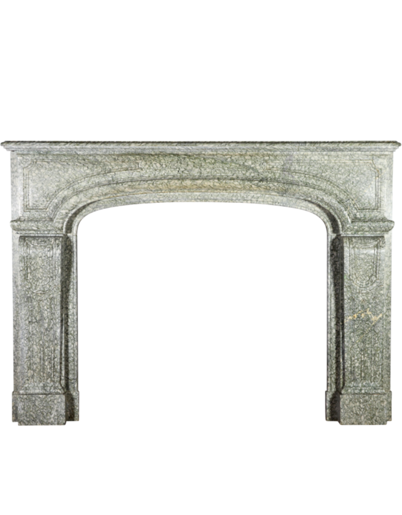 French Campan Vert Marble Vintage Fireplace Surround