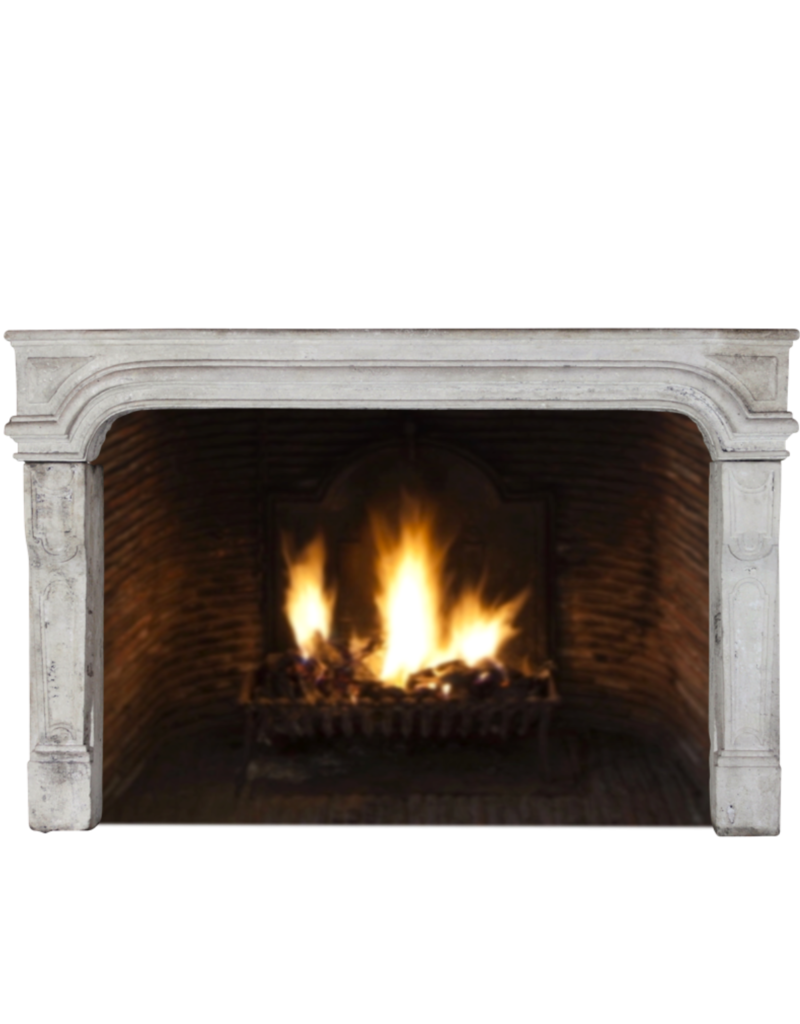 Wide French Classic Country Limestone Fireplace Surround