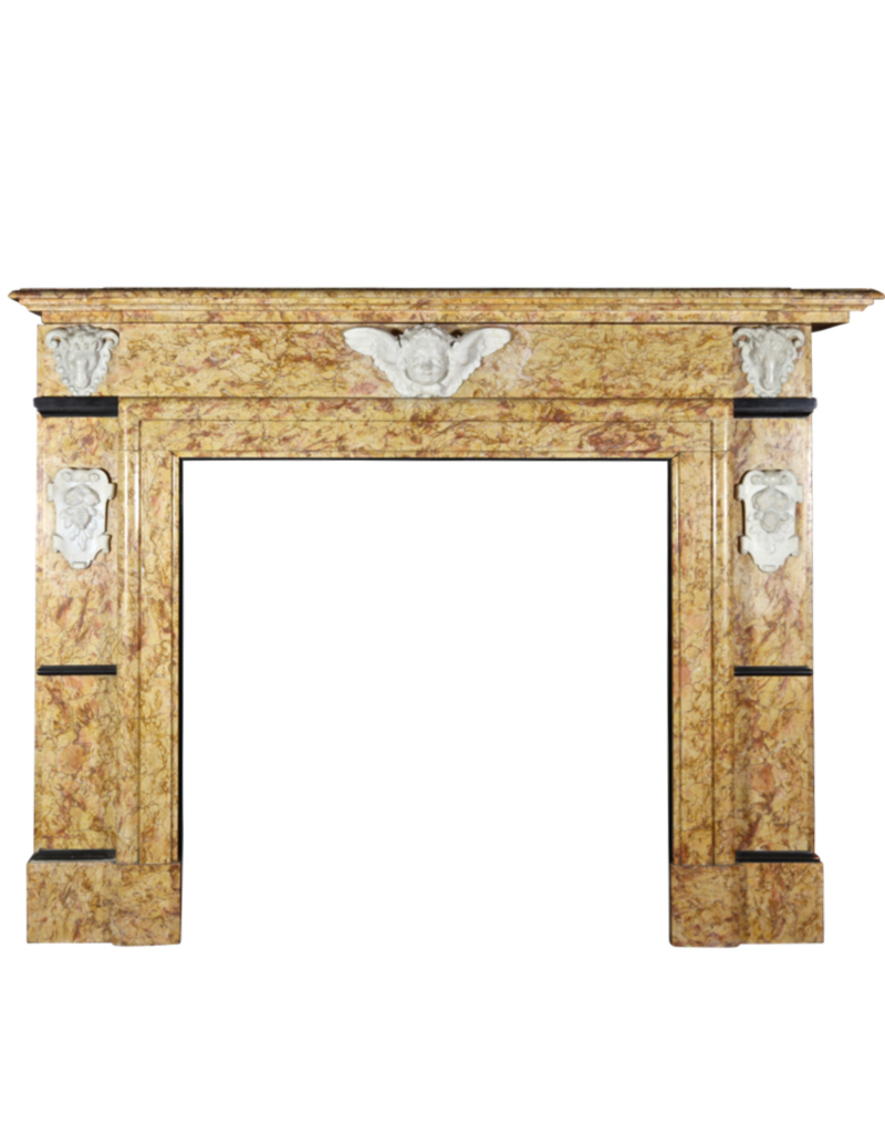 Classical Belgian Style Vintage Marble Fireplace Mantel