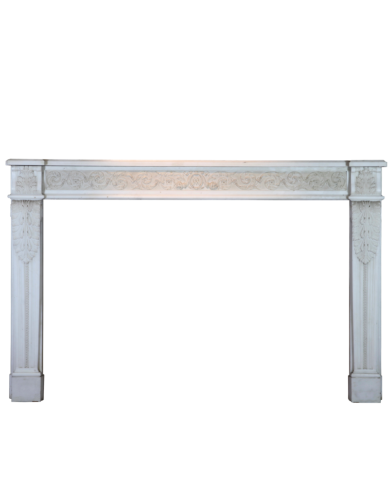 18Th Century Chique French Fireplace Surround In White Statuary Marble