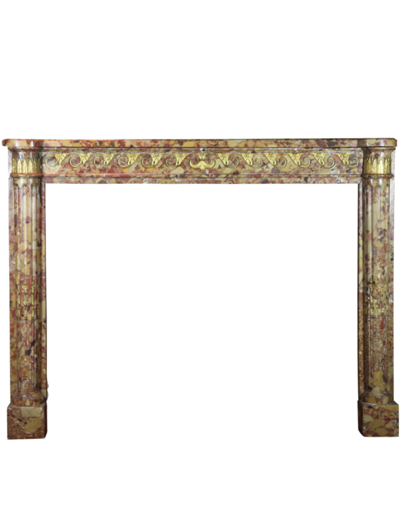 Maison Leon Van den Bogaert Elegant French Chic Brêche Marble Vintage Fireplace Surround