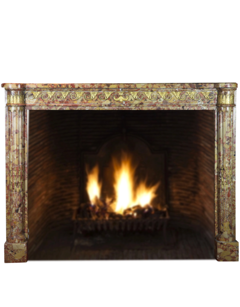 Maison Leon Van den Bogaert Elegant French Chic Brêche Marble Vintage Fireplace Surround