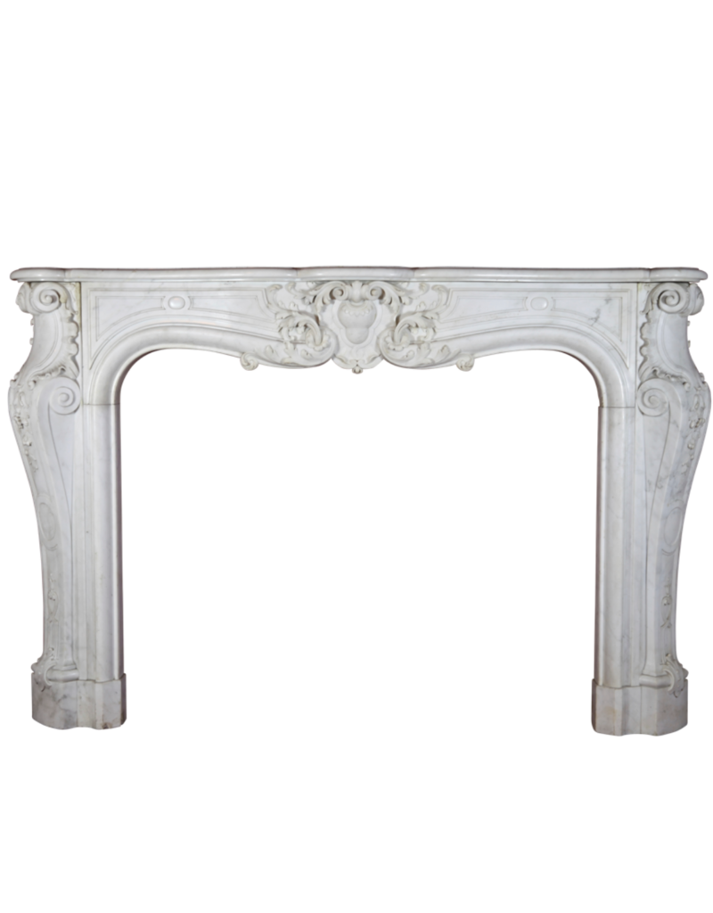 French 18Th Century Period White Statuary Marble Fireplace Surround