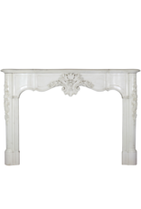 Exceptional Antique White Statuary Marble Fireplace Surround