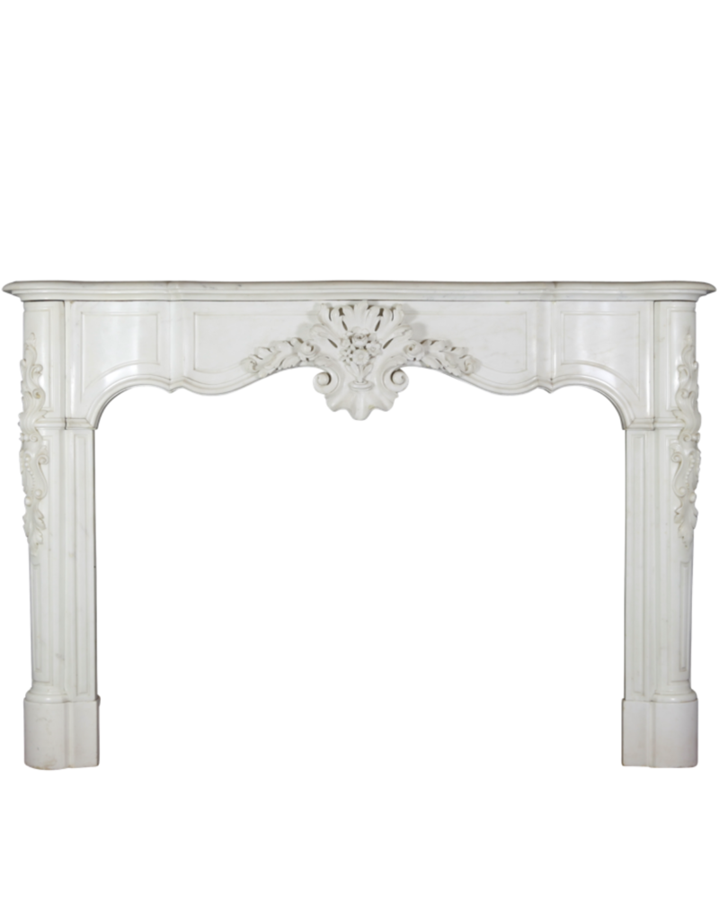 Exceptional Antique White Statuary Marble Fireplace Surround