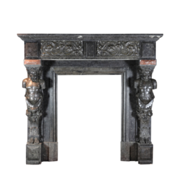 19Th Century Belgian Bleu Stone And Marble Fireplace Surround