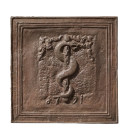 Cast Iron Plate With Greek Asklepios Symbol