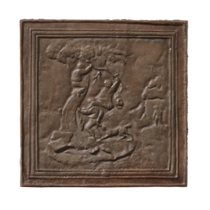 Plaque De Cheminée Avec Un Chien Chassant Les Enfants