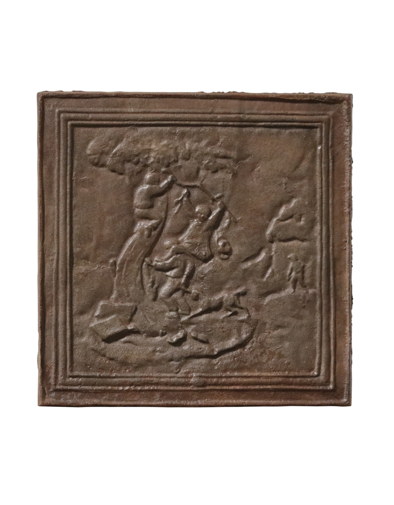 Plaque De Cheminée Avec Un Chien Chassant Les Enfants