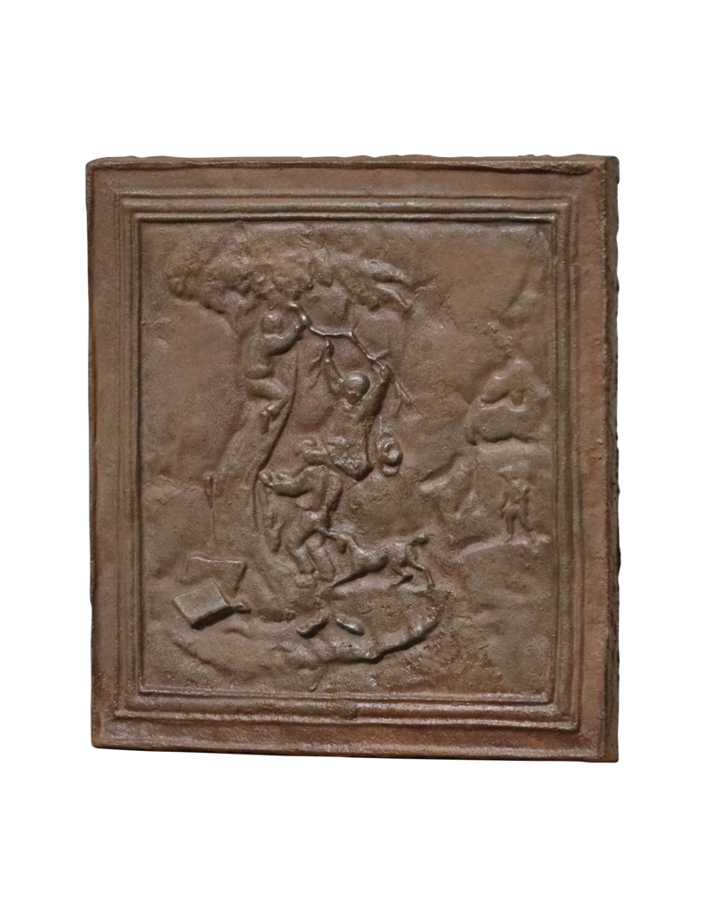 Plaque De Cheminée Avec Un Chien Chassant Les Enfants