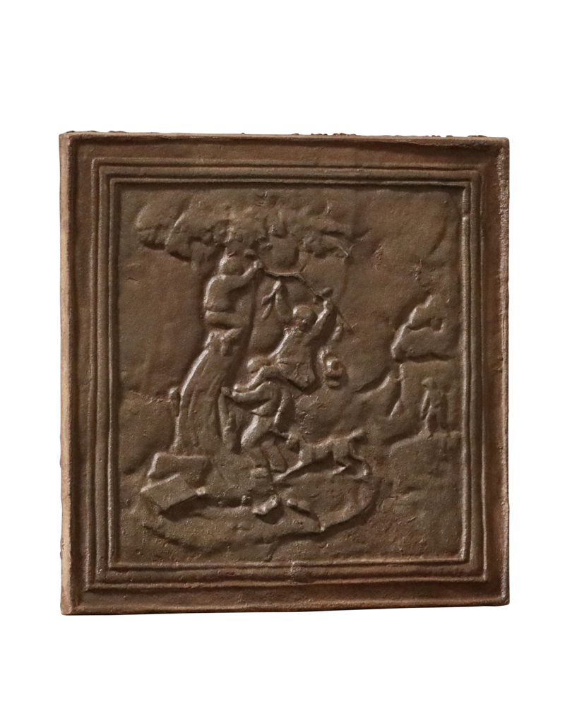 Plaque De Cheminée Avec Un Chien Chassant Les Enfants