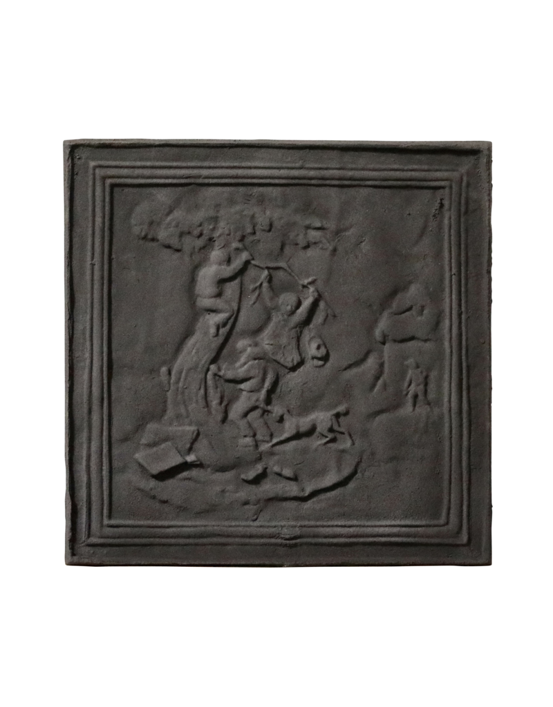 Plaque De Cheminée Avec Un Chien Chassant Les Enfants