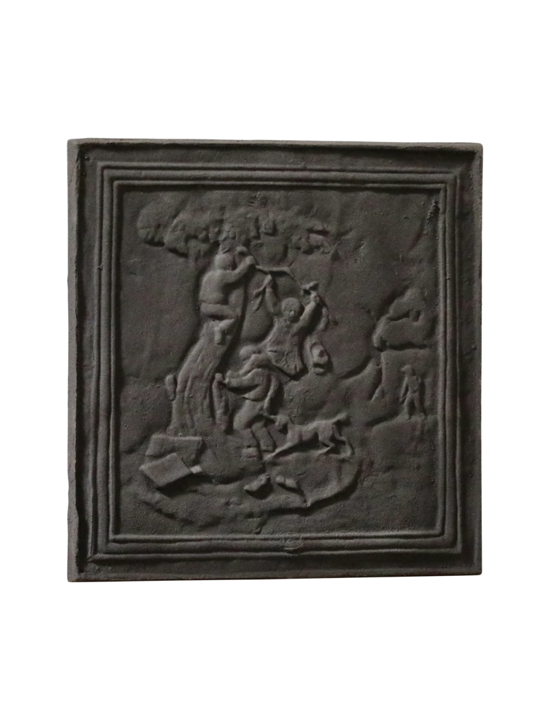 Plaque De Cheminée Avec Un Chien Chassant Les Enfants