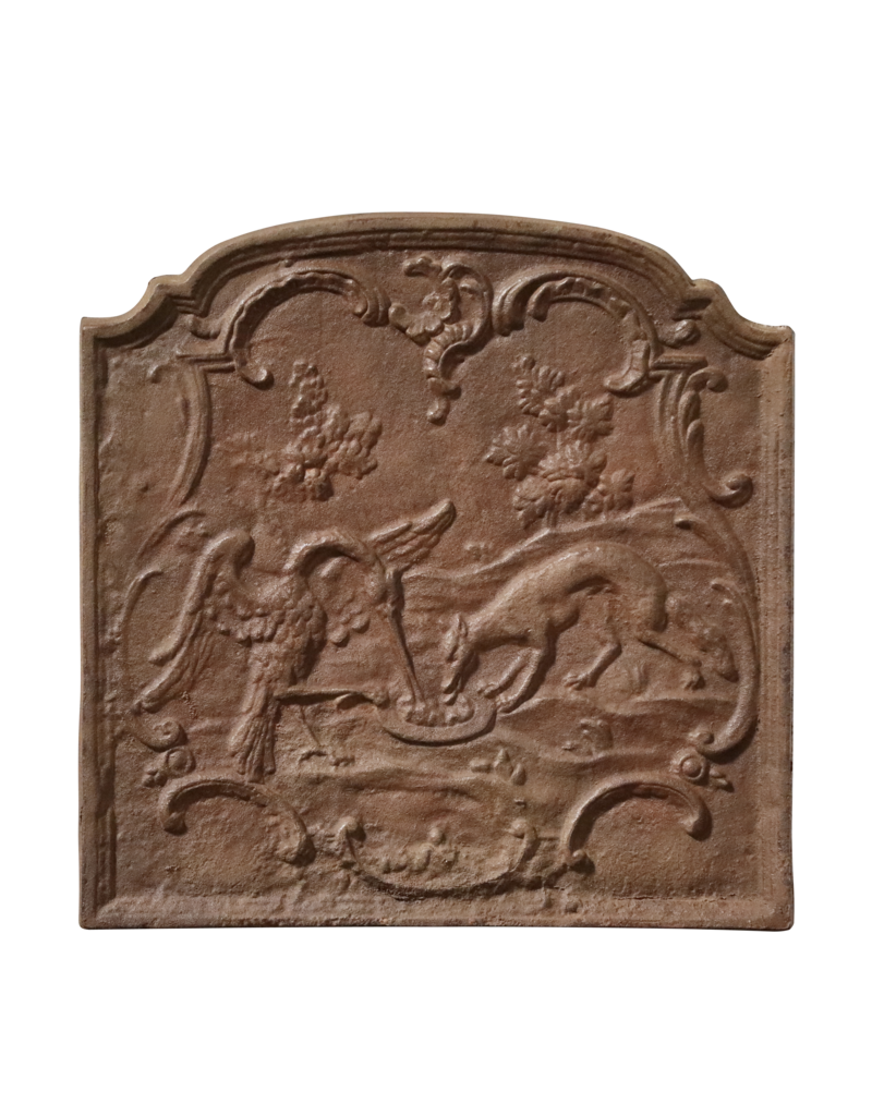 Maison Leon Van den Bogaert Plaque De Cheminée Avec La Fable Du Renard Et De La Cigogne