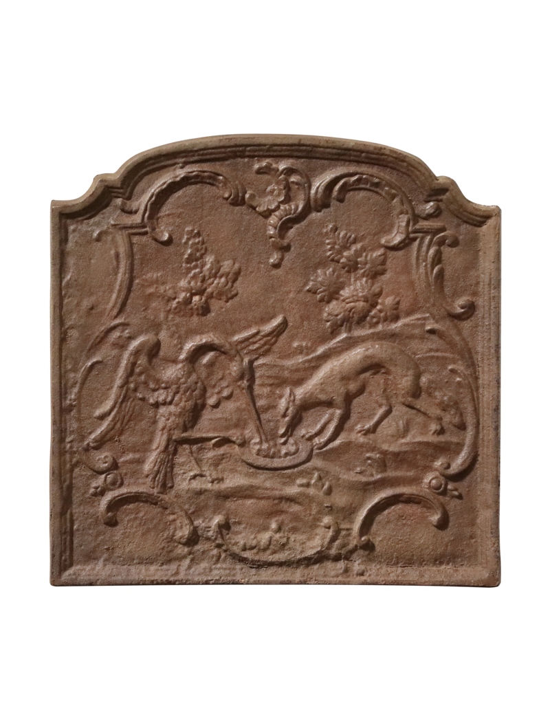 Plaque De Cheminée Avec La Fable Du Renard Et De La Cigogne