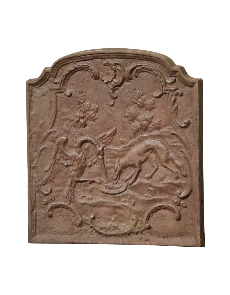 Maison Leon Van den Bogaert Plaque De Cheminée Avec La Fable Du Renard Et De La Cigogne