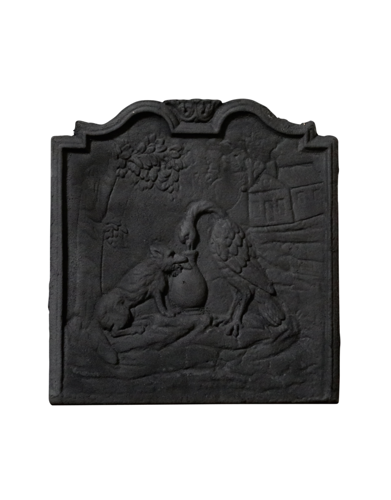 Maison Leon Van den Bogaert Plaque De Cheminée En Fonte Le Renard Et La Cigogne