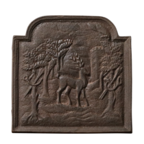 Plaque De Cheminée Aux Cerfs, Cors De Chasse Et Épée