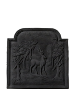 Plaque De Cheminée Aux Cerfs, Cors De Chasse Et Épée