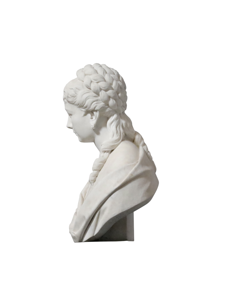 Buste De Dame En Marbre Sculpture Blanc