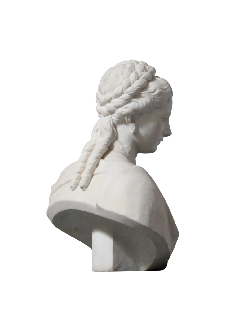 Buste De Dame En Marbre Sculpture Blanc