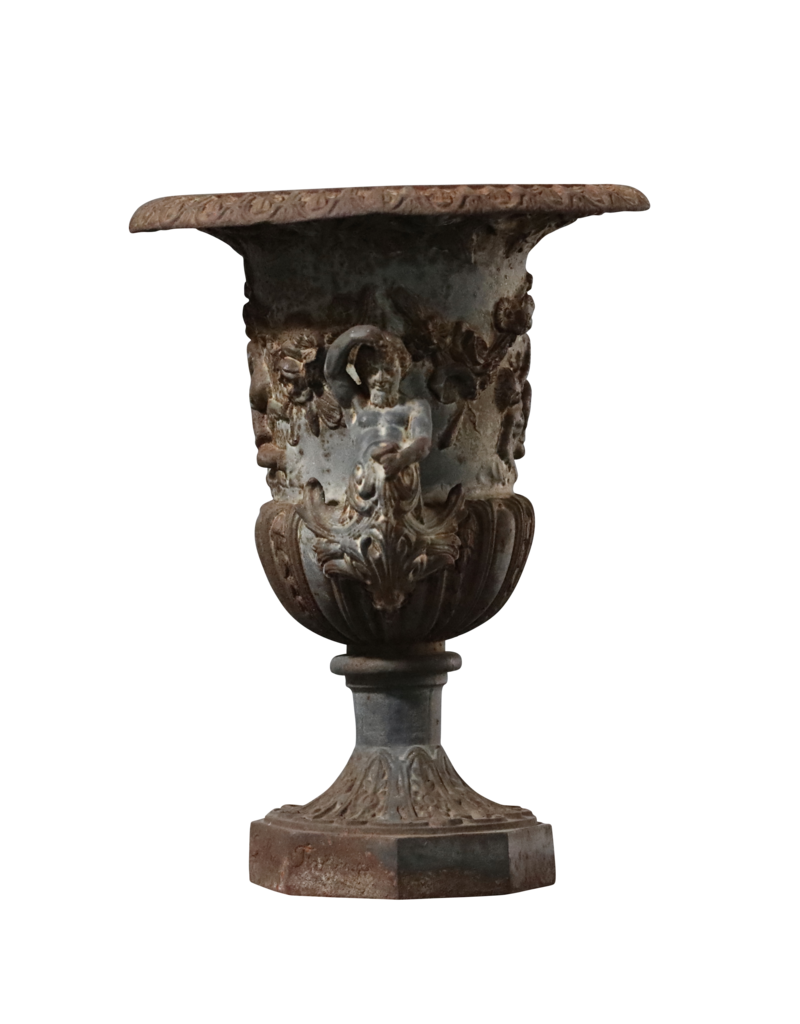 Paire De Vases De Jardin Médicis Anciens En Fonte