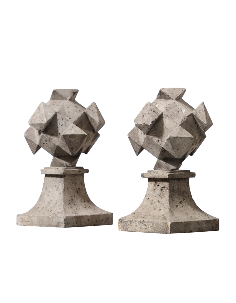 Antique Decorative Stone Polyedres Sphere Elements