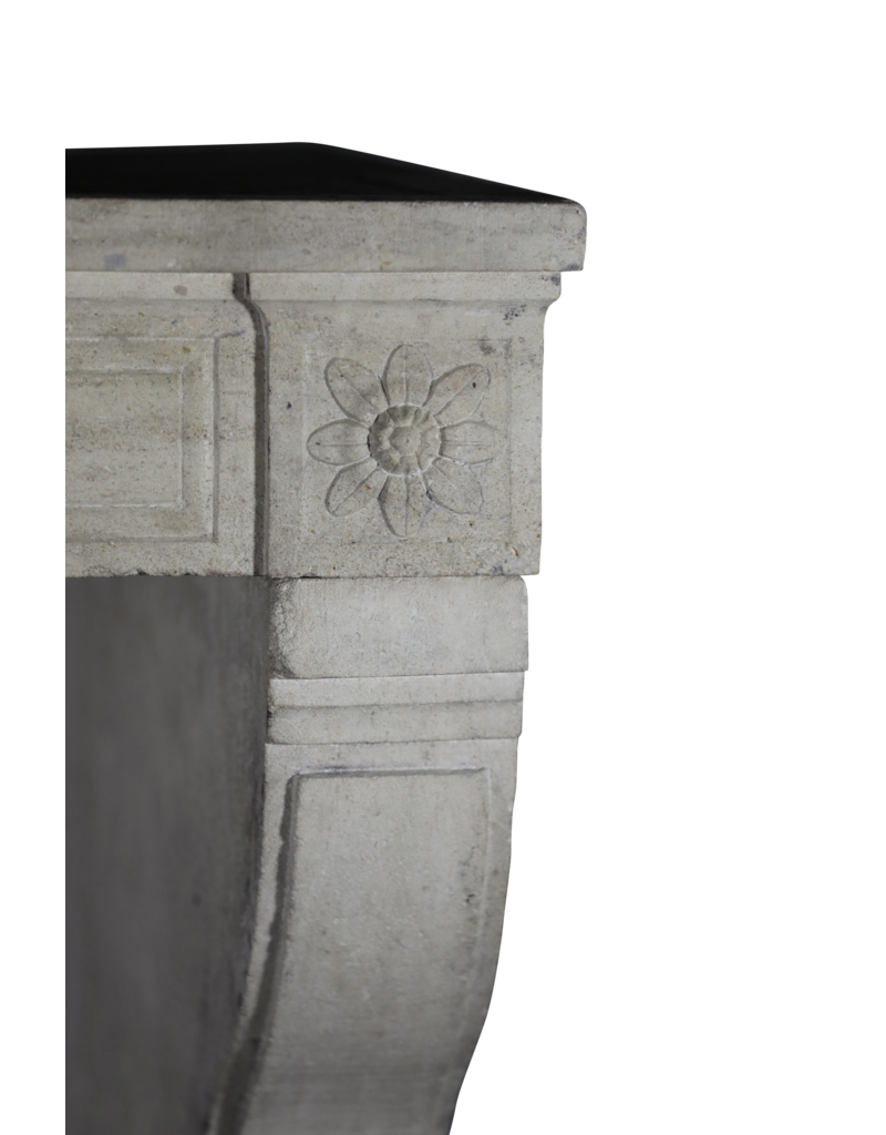 Original French Traditional Limestone Fireplace