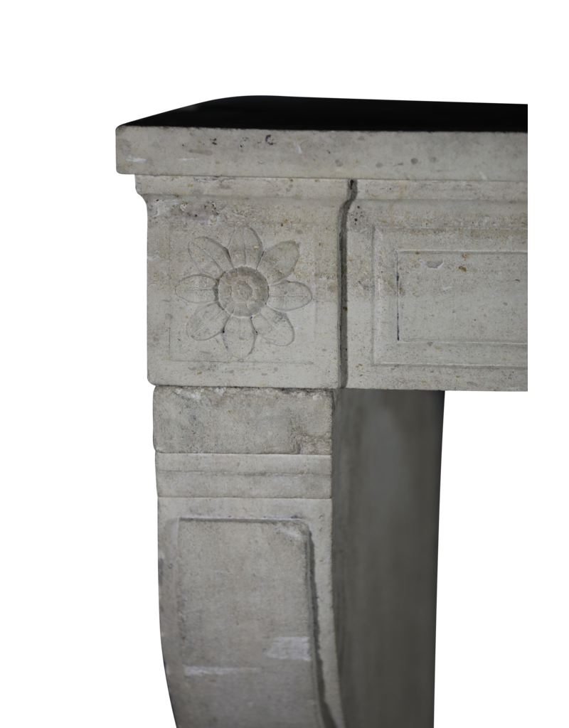 Original French Traditional Limestone Fireplace