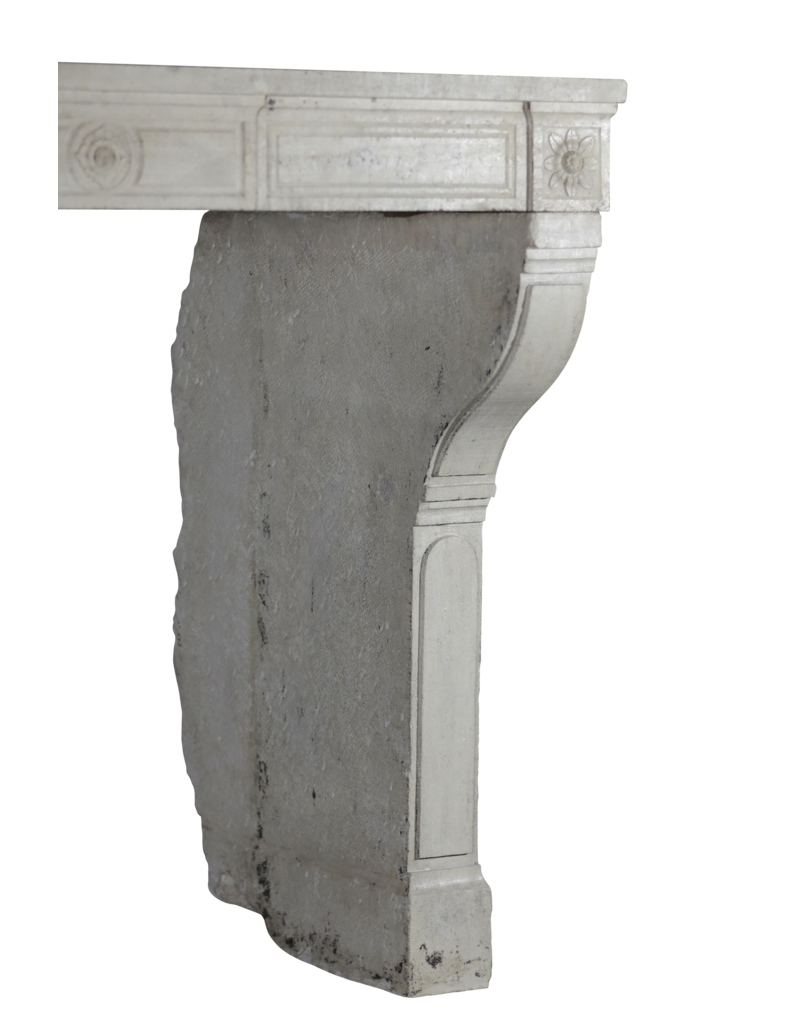 Original French Traditional Limestone Fireplace