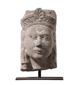 Maison Leon Van den Bogaert Antique Stone Head With Original Patina