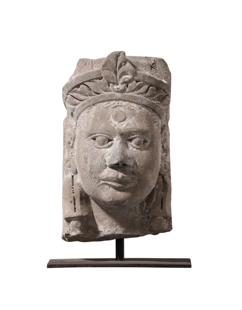 Maison Leon Van den Bogaert Antique Stone Head With Original Patina