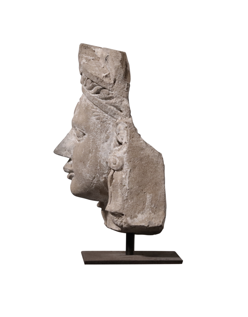 Antique Stone Head With Original Patina