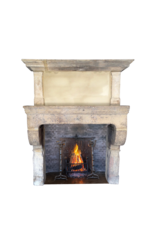 Original 17Th Century French Antique Fireplace Surround In Limestone