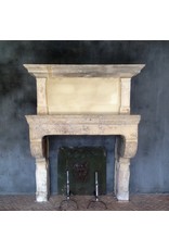 Original 17Th Century French Antique Fireplace Surround In Limestone