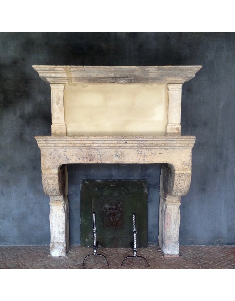 Maison Leon Van den Bogaert Original 17Th Century French Antique Fireplace Surround In Limestone